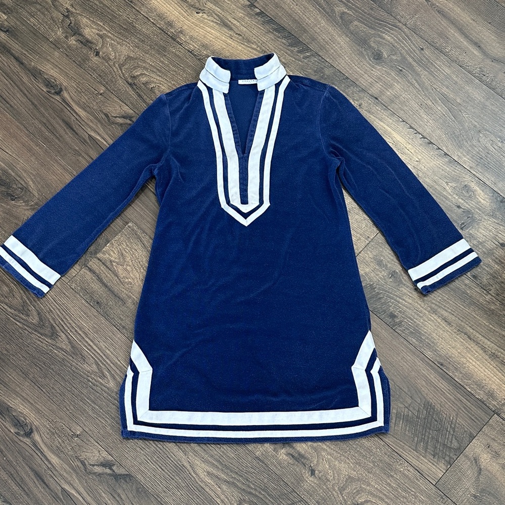 CABANA LIFE Navy & White Tunic Coverup Size Small with 50+ UPF Protection